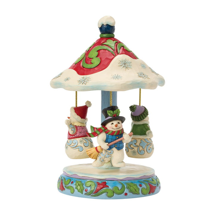 Rotating Snowman Carousel Musical Figurine - "Winter Dancers"