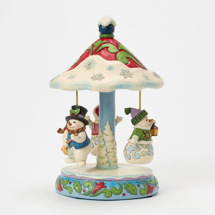 Rotating Snowman Carousel Musical Figurine - "Winter Dancers"