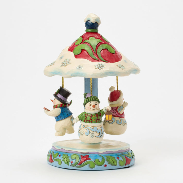 Rotating Snowman Carousel Musical Figurine - "Winter Dancers"