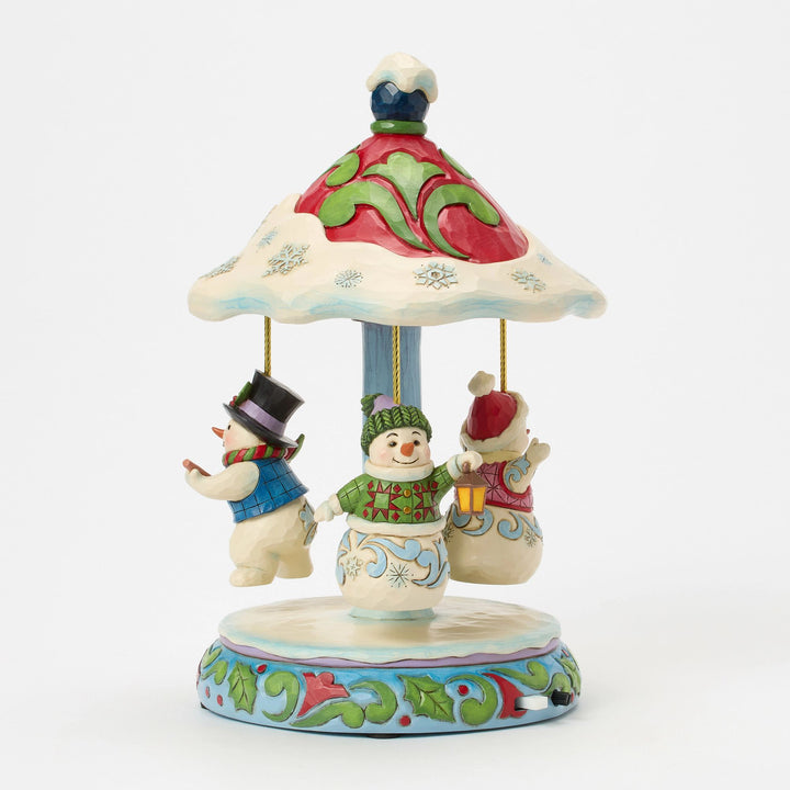 Rotating Snowman Carousel Musical Figurine - "Winter Dancers"