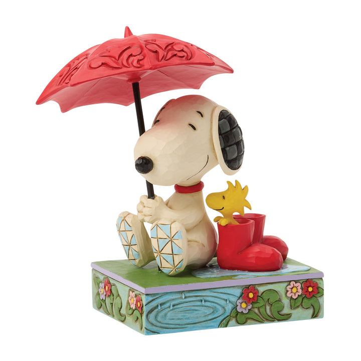 Snoopy and Woodstock under an Umbrella