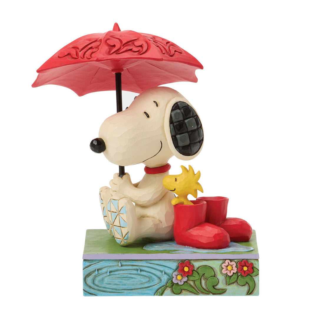 Snoopy and Woodstock under an Umbrella