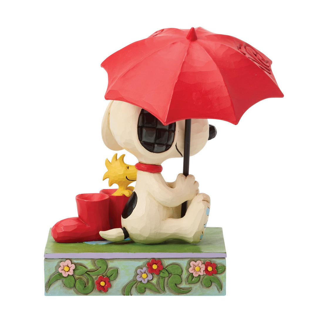 Snoopy and Woodstock under an Umbrella