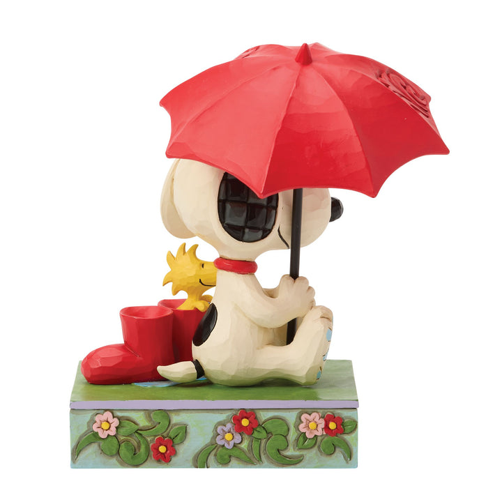 Snoopy and Woodstock under an Umbrella