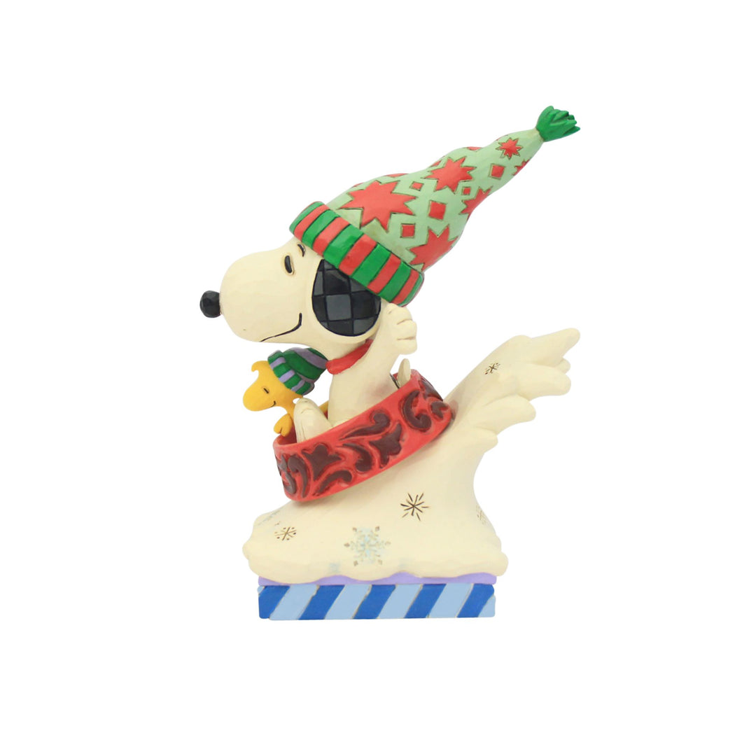 Snowy Shenanigans (Snoopy and Woodstock Dog Bowl Sled Figurine)