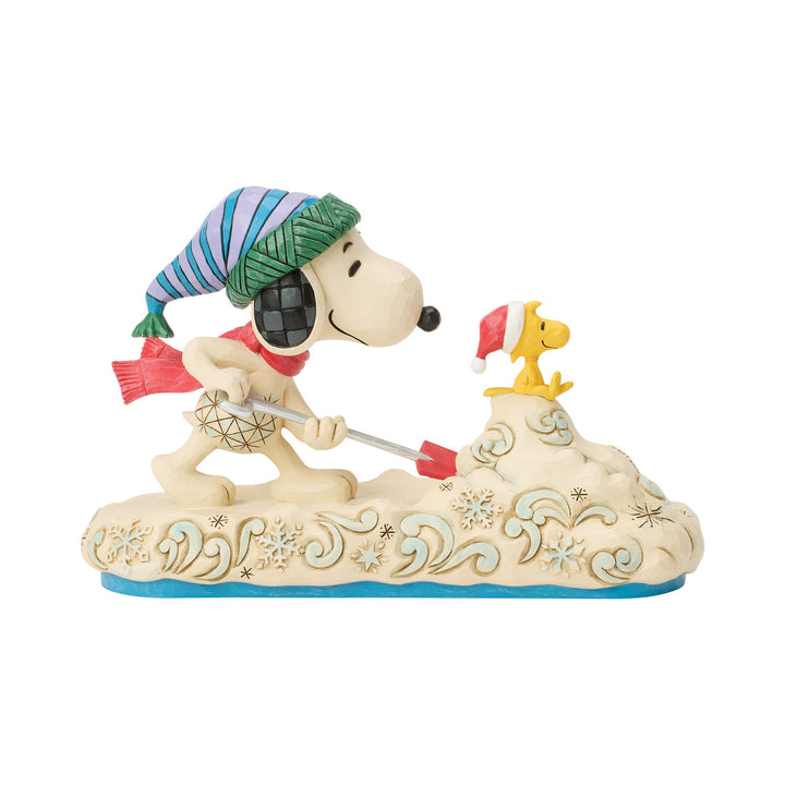 Clearing the Way for Christmas (Snoopy Shovelling Snow with Woodstock Figurine)