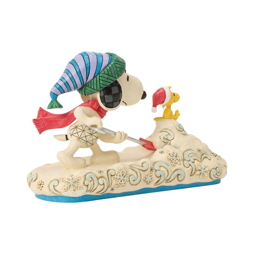 Clearing the Way for Christmas (Snoopy Shovelling Snow with Woodstock Figurine)