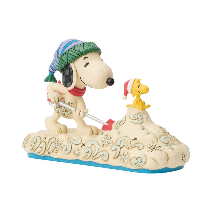 Clearing the Way for Christmas (Snoopy Shovelling Snow with Woodstock Figurine)