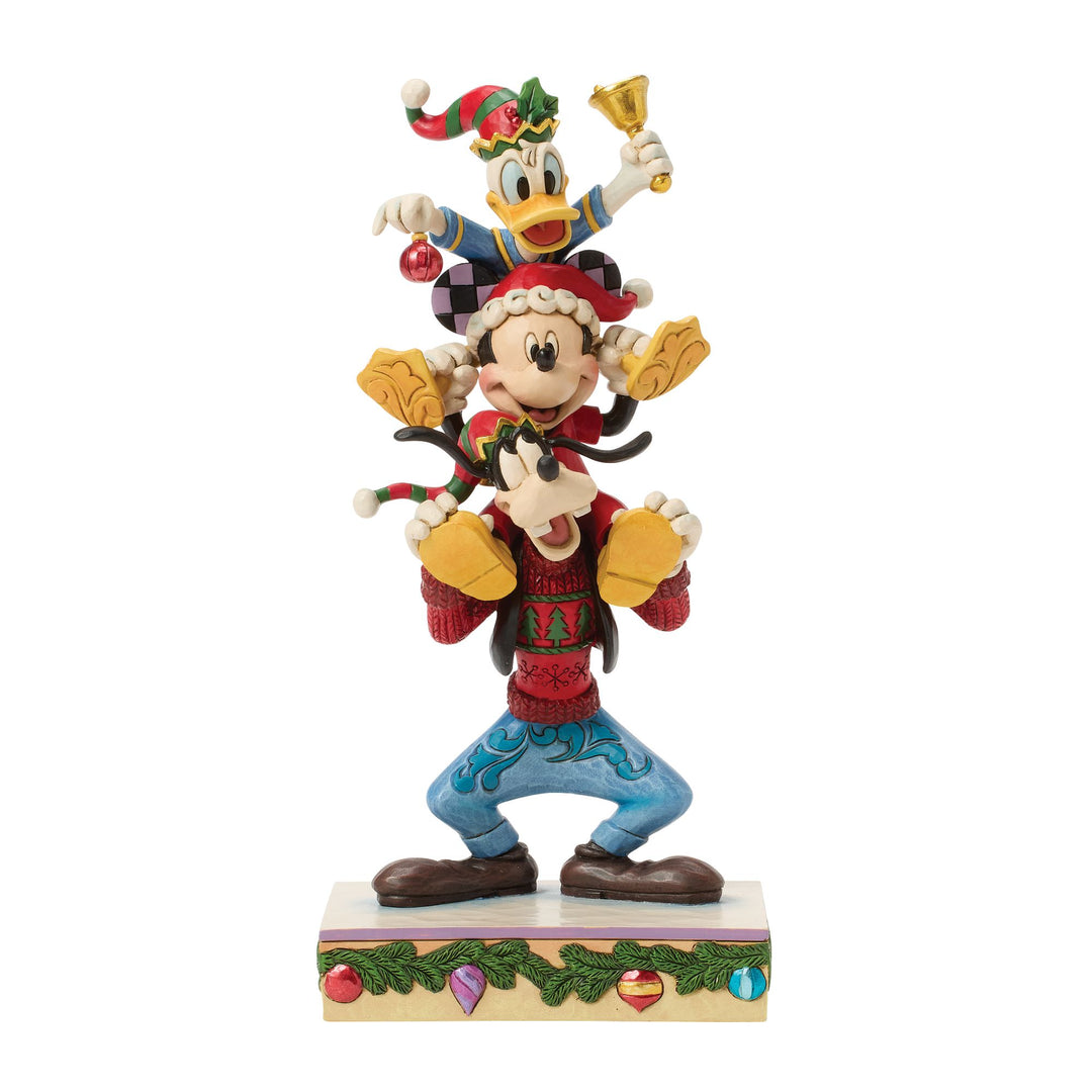 A Holiday Pile Up (Mickey, Donald and Goofy Stacked Figurine)