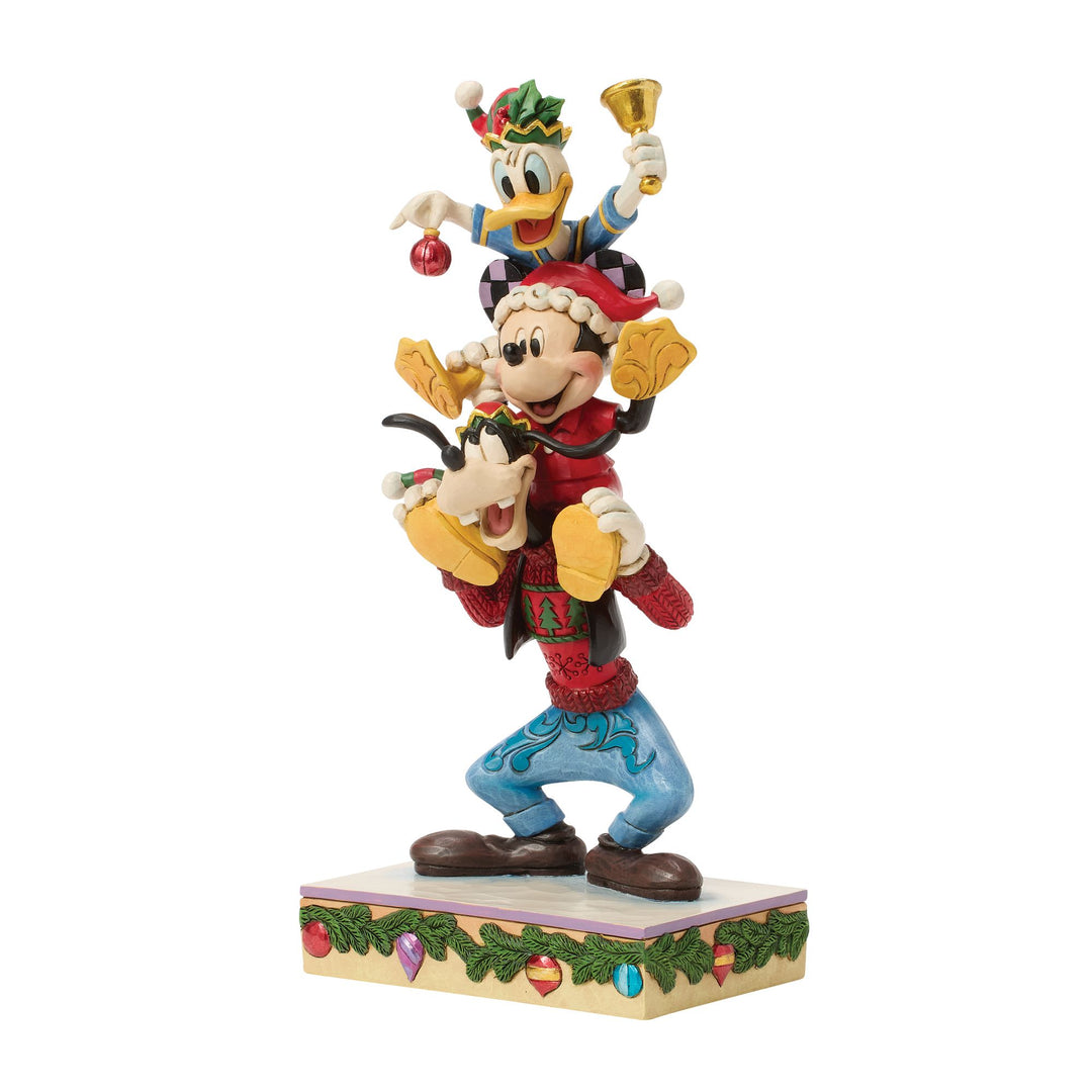 A Holiday Pile Up (Mickey, Donald and Goofy Stacked Figurine)