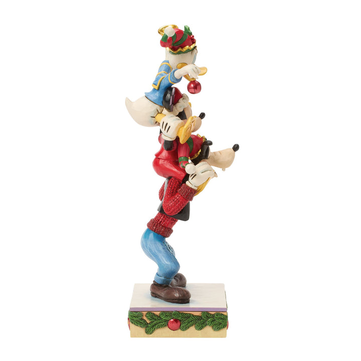 A Holiday Pile Up (Mickey, Donald and Goofy Stacked Figurine)