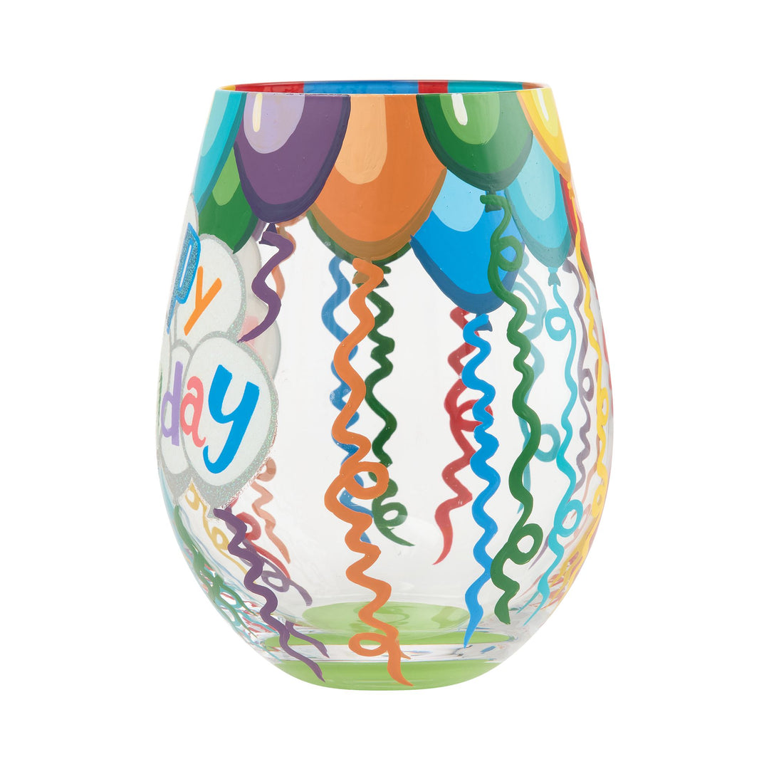 Birthday Streamers Stemless Glass