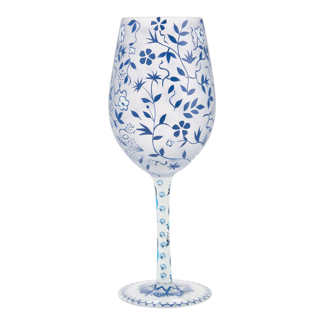 Blue Menagerie Wine Glass