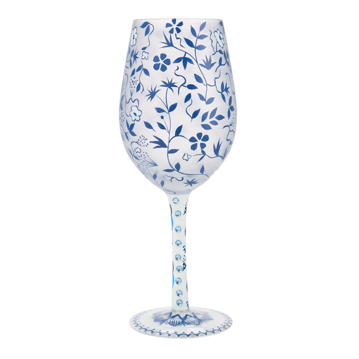 Blue Menagerie Wine Glass