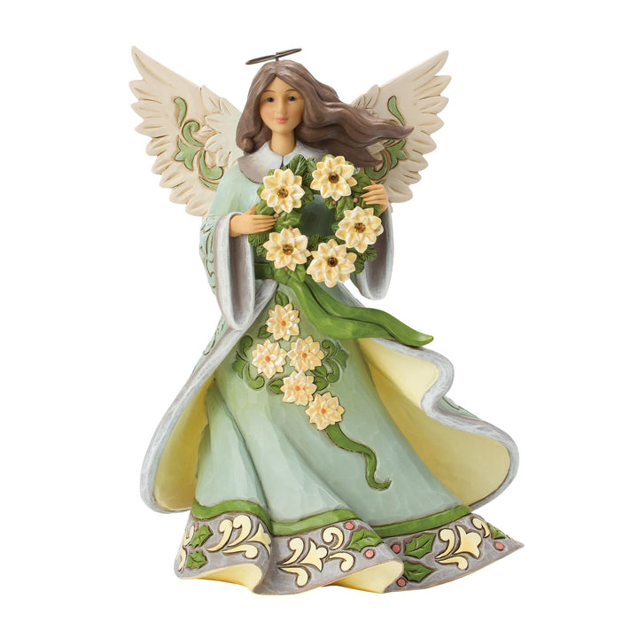 Opal & Moss Angel with Poinsettia Garland