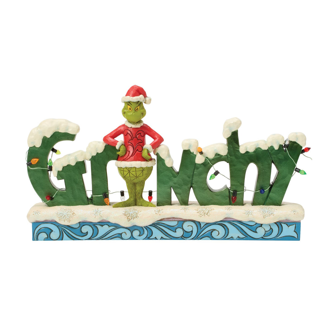 The Grinch with 'Grinchy' Sign Figurine
