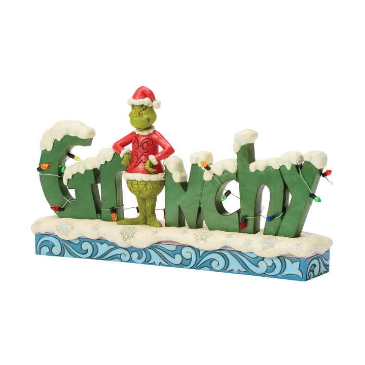 The Grinch with 'Grinchy' Sign Figurine