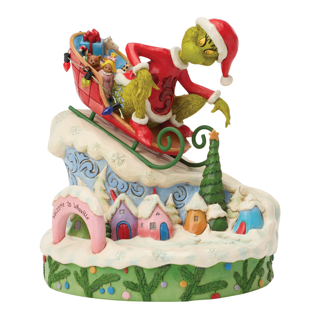 Grinch on Small Sledge Figurine