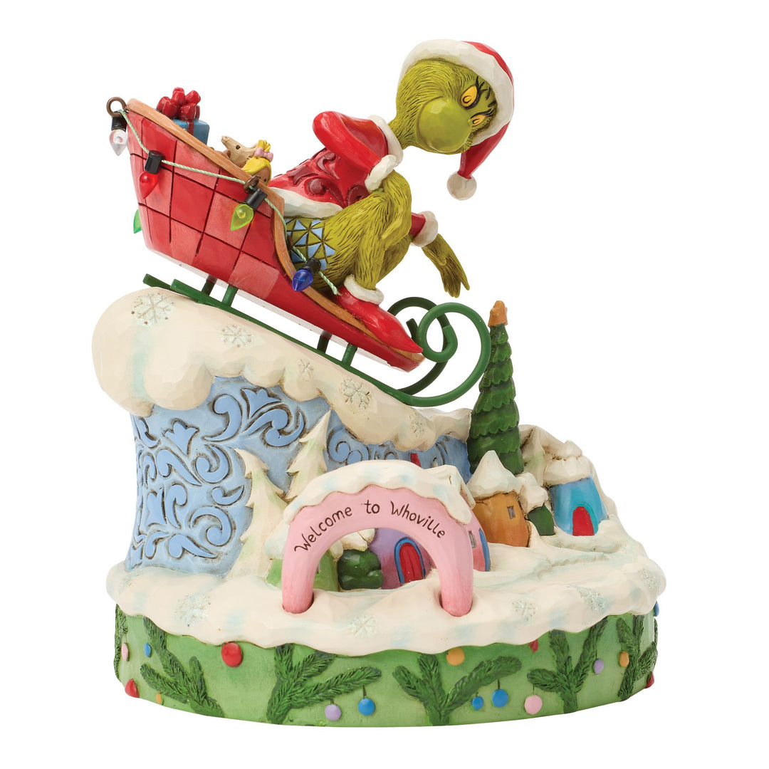 Grinch on Small Sledge Figurine
