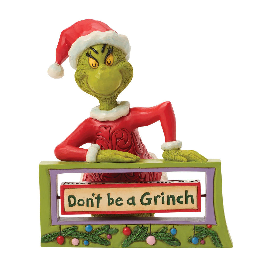 The Grinch with Rotating Sign Figurine