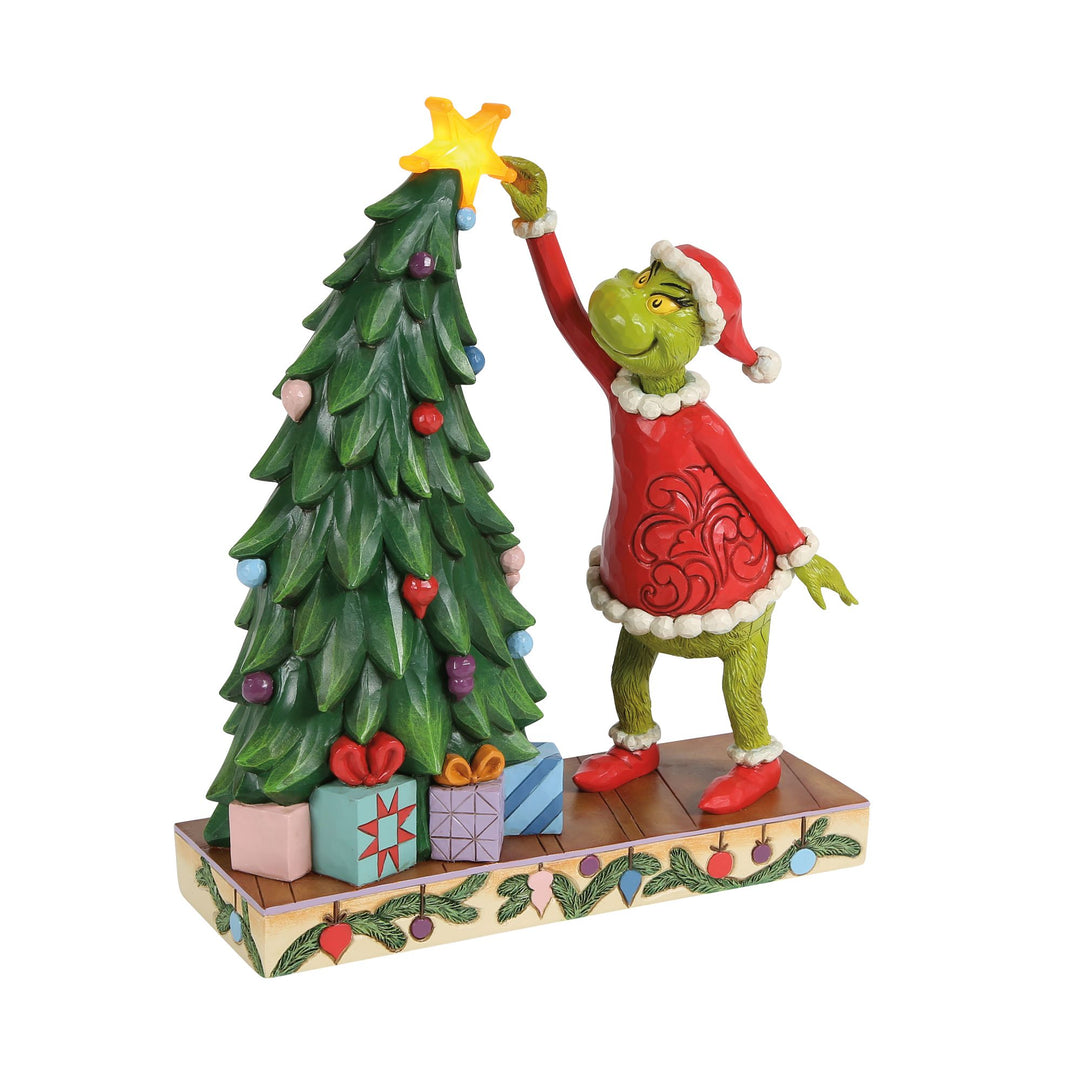 Grinchy Pulling Tree Star Figurine