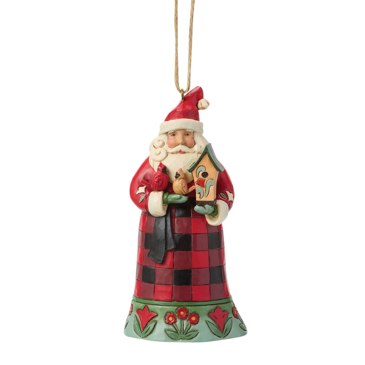 Highland Glen Santa with Cardinal Hanging Ornament