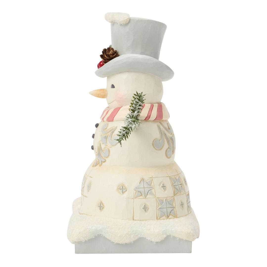 White Woodland Snowman with Top Hat