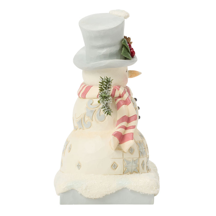 White Woodland Snowman with Top Hat