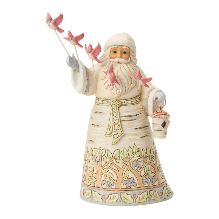White Woodland Santa with Cardinals