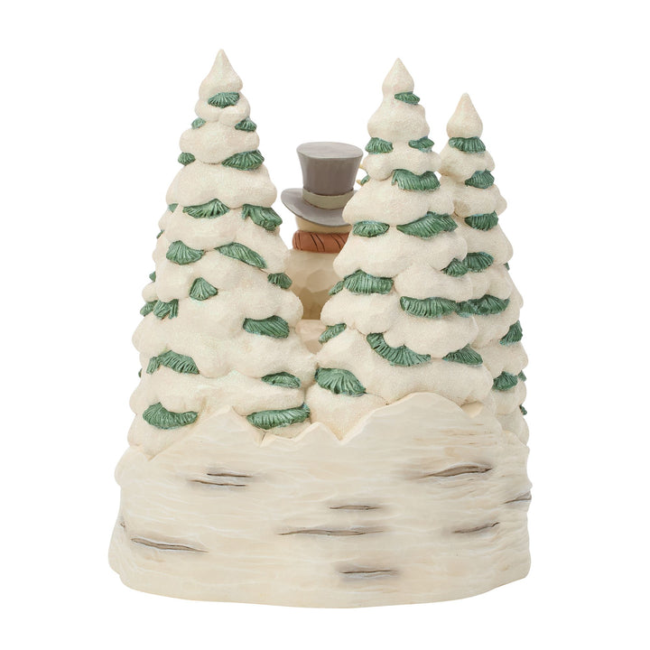 White Woodland Snowman with Forest Animals