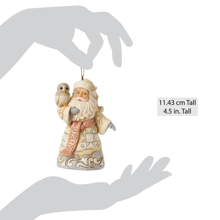 2026 White Woodland Santa Hanging Ornament