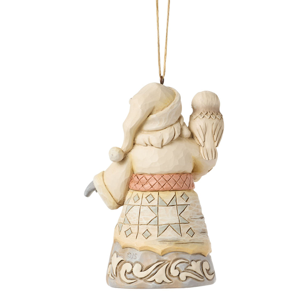 2026 White Woodland Santa Hanging Ornament