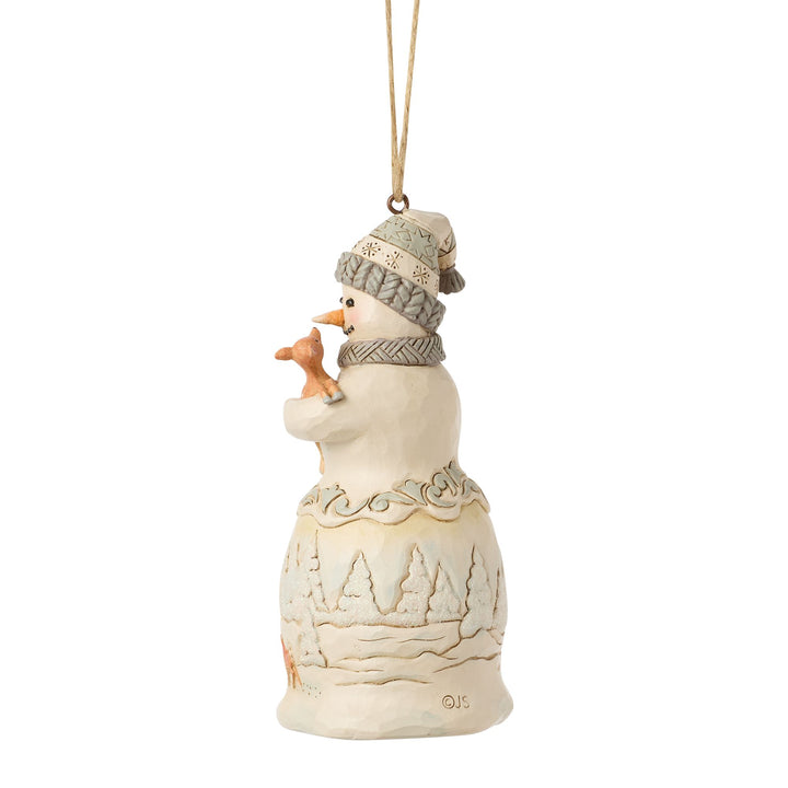 White Woodland Snowman Hanging Ornament