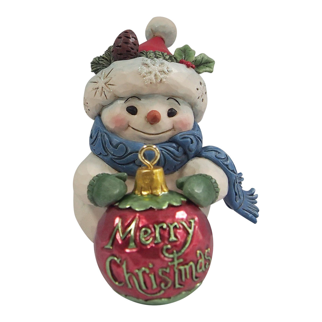 Snowman with Large Bauble Hanging Ornament Mini Figurine