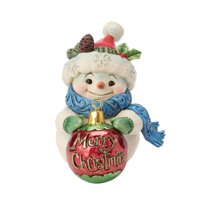 Snowman with Large Bauble Hanging Ornament Mini Figurine