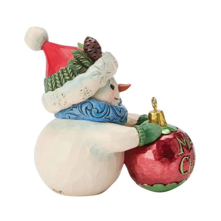 Snowman with Large Bauble Hanging Ornament Mini Figurine