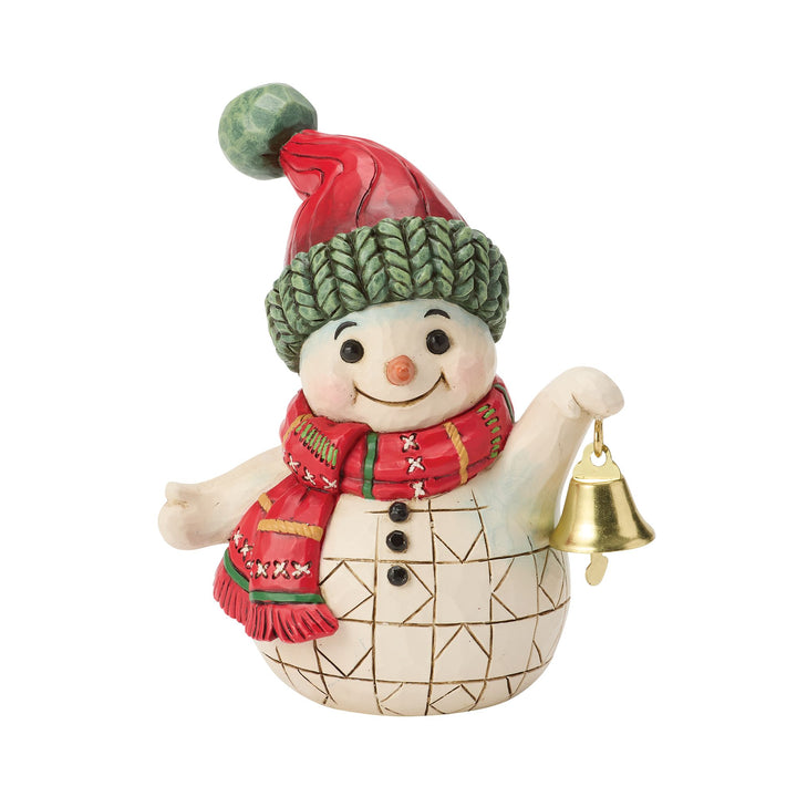 Snowman Holding Bell Mini Figurine
