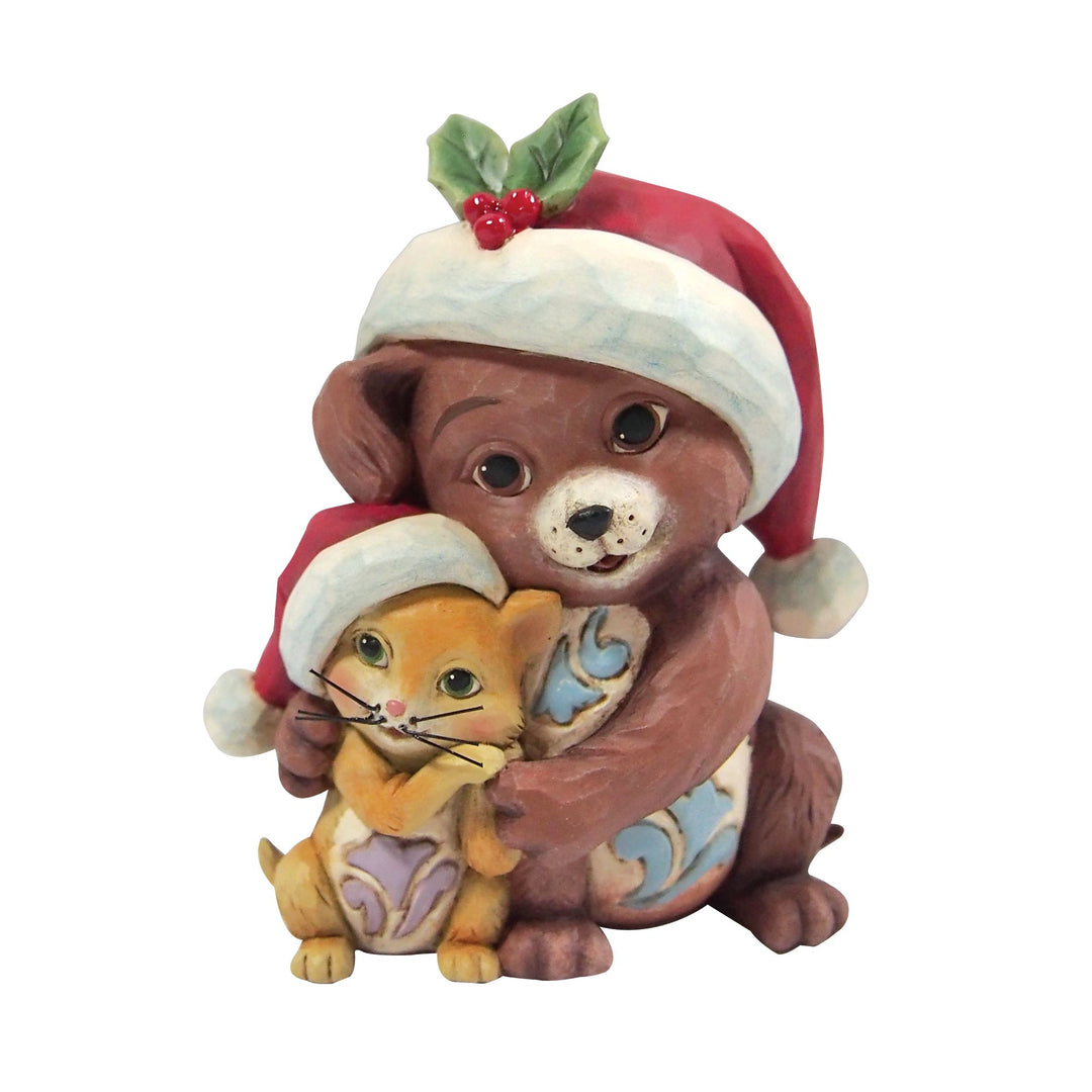 Hugging Dog and Cat Mini Figurine