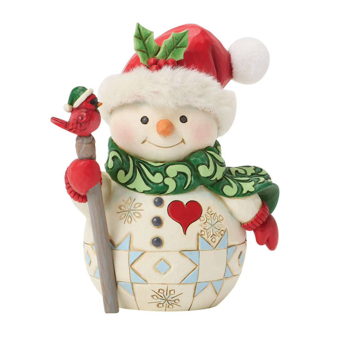 Snowman with a Bird on a Stick Pint Figurine