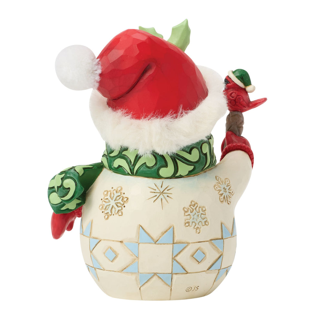 Snowman with a Bird on a Stick Pint Figurine