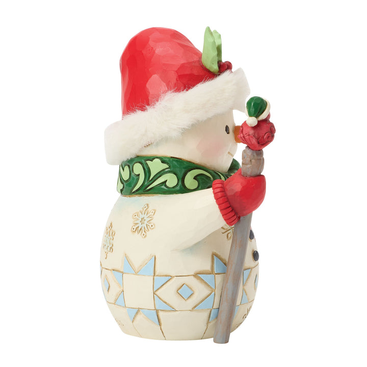 Snowman with a Bird on a Stick Pint Figurine