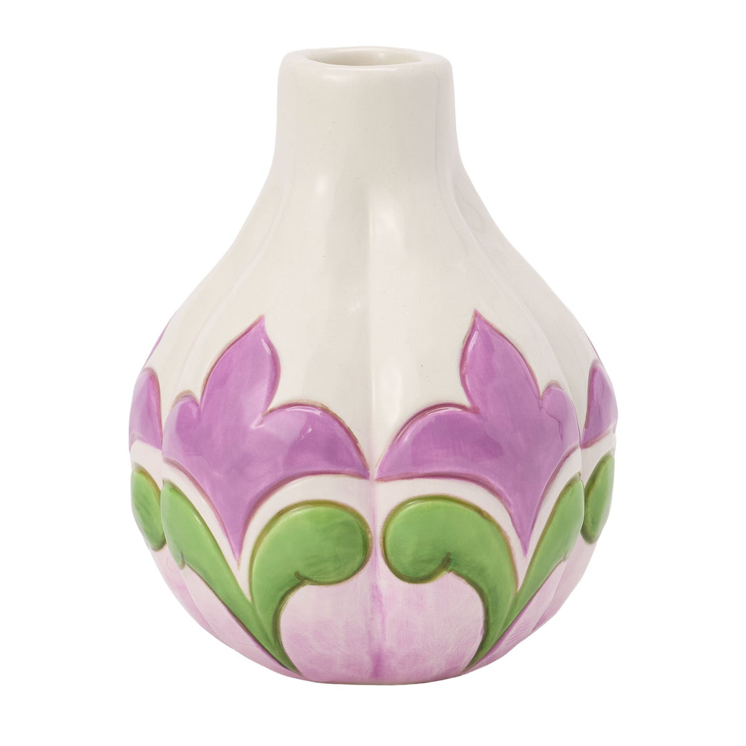 Vase White with Floral Motif