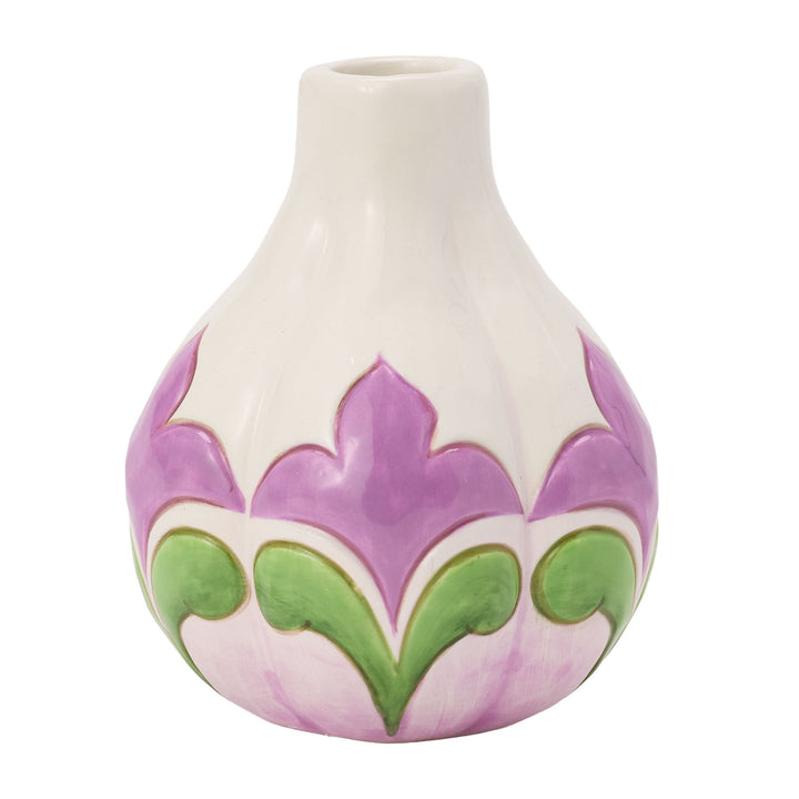 Vase White with Floral Motif