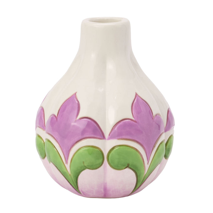 Vase White with Floral Motif