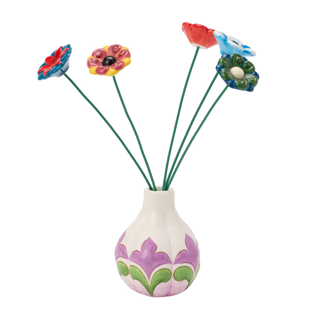 Vase White with Floral Motif