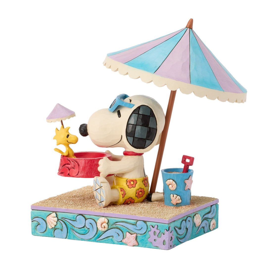 Snoopy At Beach Figurine - "Sandy Toes and a Sunkissed Nose"