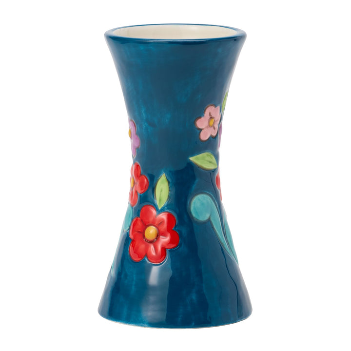 Vase Blue with Floral Motif