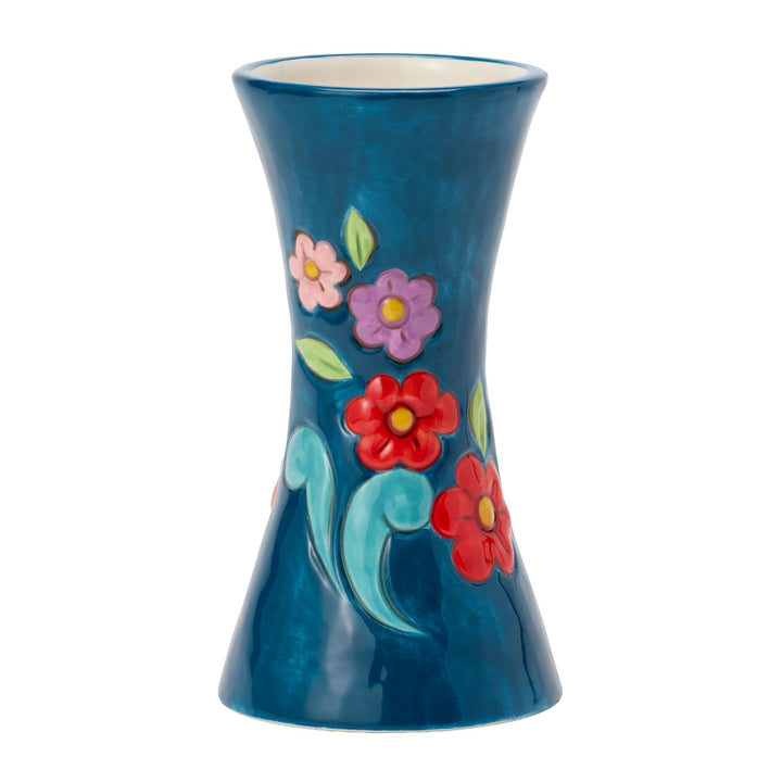 Vase Blue with Floral Motif