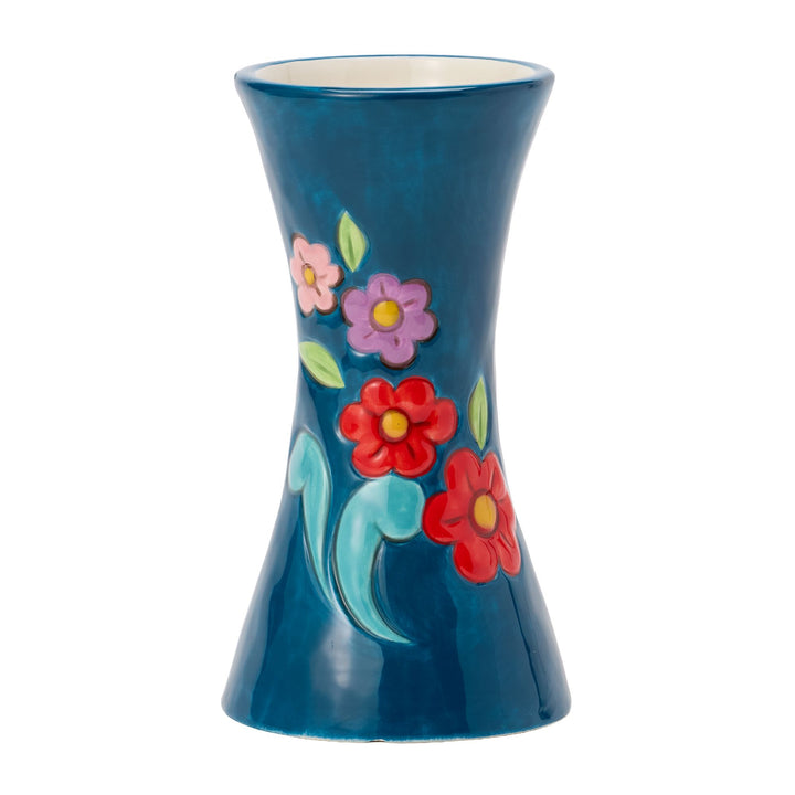 Vase Blue with Floral Motif