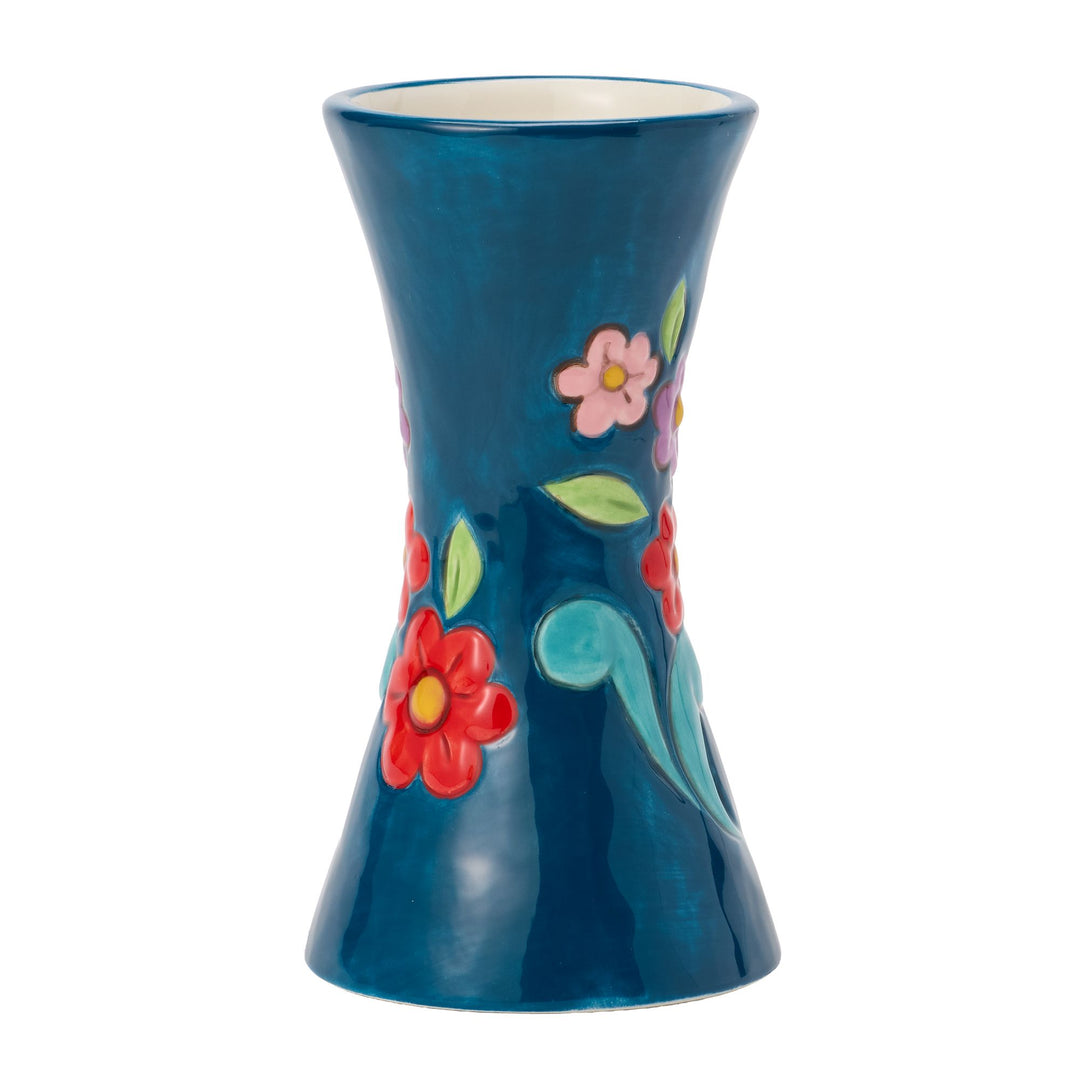 Vase Blue with Floral Motif